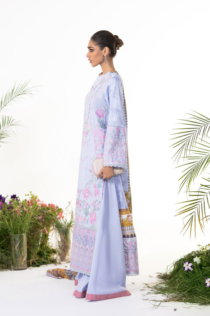 Sapphire-3 Piece - Embroidered Cotton Suit