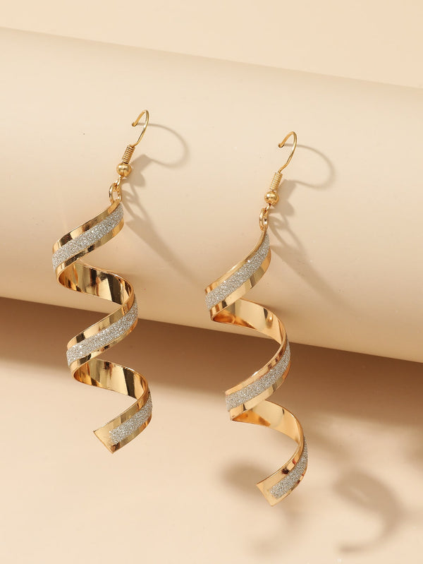 Shein - Glitter Detail Spiral Drop Earrings