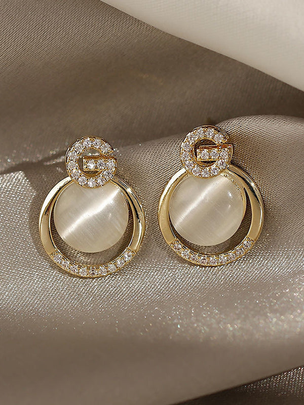 Shein - Rhinestone Decor Round Earrings