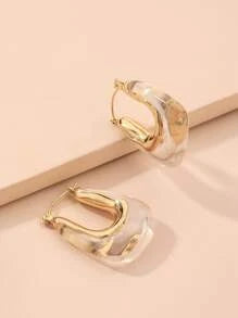 Shein - Geometric Design Clear Earrings