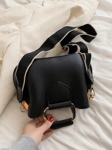 Shein- CONTAINEVERY Lightweight,Mini Letter Graphic Chain Handle Bucket Bag