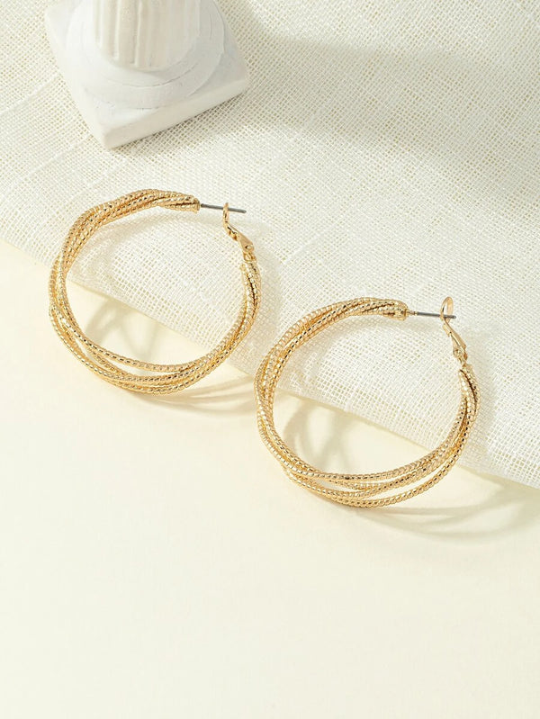 Shein - Twist Design Hoop Earrings