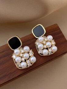 Shein - Faux Pearl Decor Drop Earrings