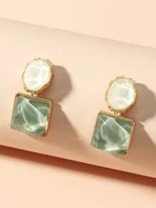 Shein - Square Drop Earrings