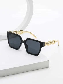 Shein - 1pair Women Chain Decor Geometric Frame Fashion Glasses