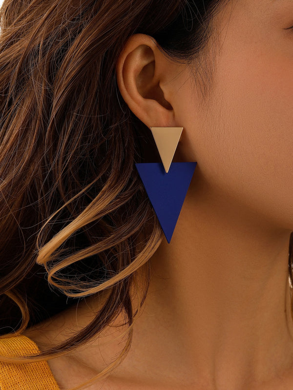 Shein - Two Tone Triangle Stud Earrings