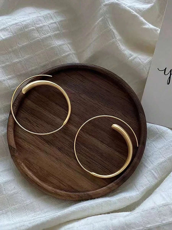 Shein - 1set Metallic Circle Hoop Earrings