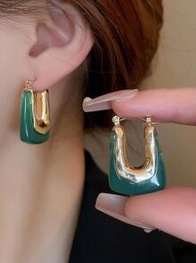 Shein - Geometric Design Hoop Earrings