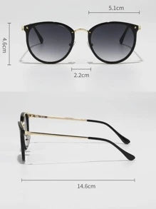 Shein - 1Pair Women Round Frame Fashionable Sunglasses