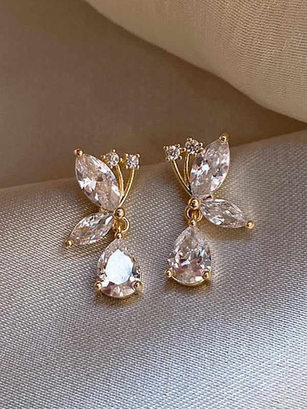 Shein - 2Pcs Rhinestone Decor Drop Earrings