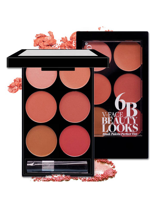 Shein - 6-Color Matte Blush Palette With Brush