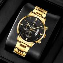 Shein - Minimalistic Luxury Men's Watch Suitable For Simple Business Stainless Steel Fashion Quartz Timepiece