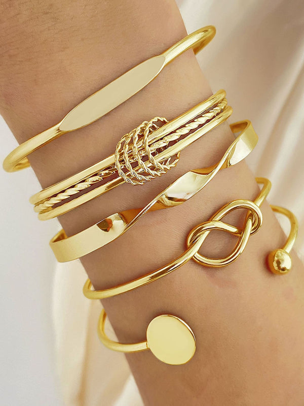 Shein - 5 Pcs Metal Women'S Sexy Simple Daily Bracelet Set