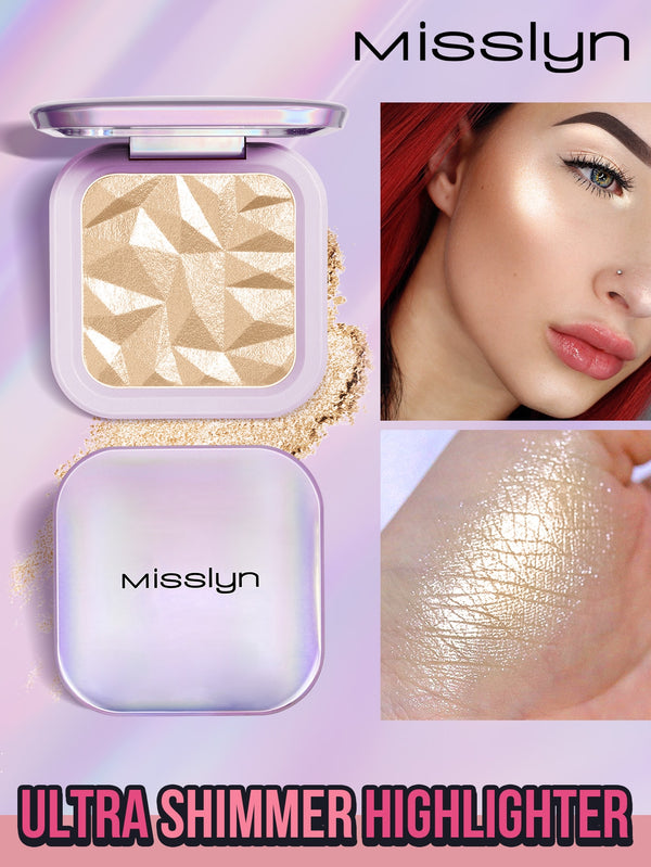 Shein - Missiyn Ultra Shimmer Highlighter, Brighten,Makeup Shimmer Illuminate Cosmetic, Silver Glitter Highlighter, Face Illuminator Highlighter, Shimmer, Lightweight, Professional Natural Glow - Gold