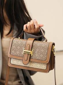 Shein - New Arrival Vintage Prints Small Square Shoulder Crossbody Bag