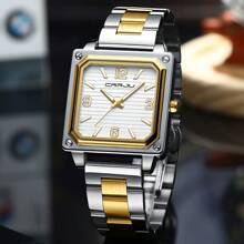 Shein - Men's Business Stainless Steel Band Casual Gold Watch