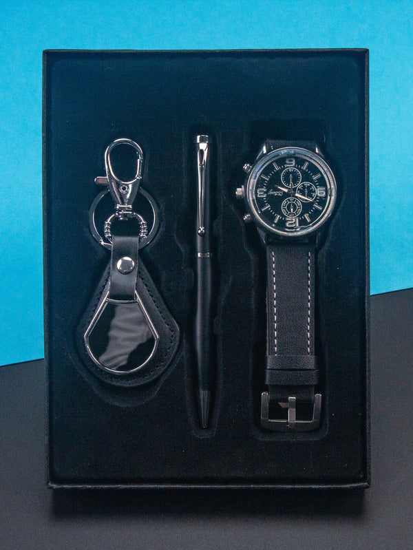 Shein - 1Pc Business Gift Set For Men Including Quartz Watch, Pen And Keychain, Casual Yet Simple Business Style