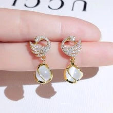 Shein - Exquisite & Fashionable Creative Swan & Cat Eye Pendant Earrings