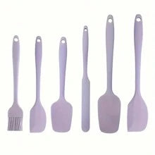 Shein - 5pcs/6pcs-Purple Silicone Kitchen Utensils, Suitable For Home Use