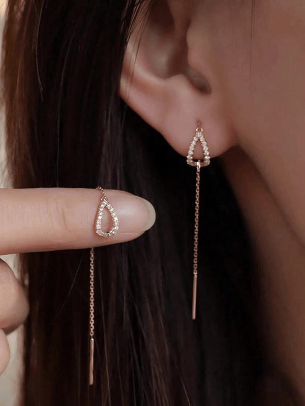 Shein - A pair of Elegant Exquisite Luxury S925 Sterling Silver Drip Long Tassels Ear Line Earring  Earrings for Women Daily Wear for Girlfriends Gift