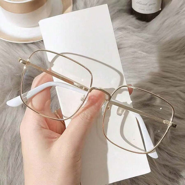 Shein - 1pc Full Metal Frame Shiny Powder Blingbling Clear Eyeglass