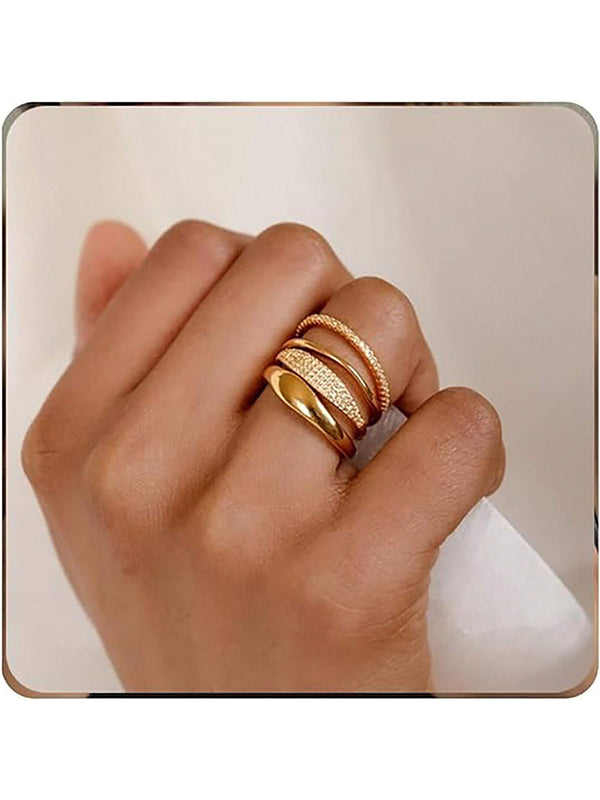 Shein - 3Pcs Gold Rings For Women - Non Tarnish Stackable Gold Rings For Women Dainty 14K Gold Plated Rings Set Wedding Jewelry For Women