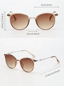 Shein - 1pc Women's Metallic Round Fashion Glasses Elegant Shades