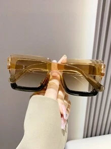 Shein - Vintage Oversized Square Plastic Frame Sunglasses, Unisex Fashionable Classic