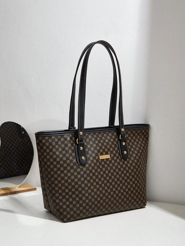 Shein - Polka Dot Printed Tote Bag, Simple And Elegant Shopping Handbag