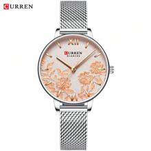 Shein - CURREN Fashion Women Watch Top Brand Luxury Lady Girl Classic Wristwatch Mesh Stainless Steel Bracelet Strap Silver