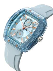 Shein - Rebirth Brand Ladies Simple & Fashionable Quartz Watch With 1 Silicone Strap, Suitable For Daily Occasions