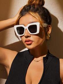 Shein - Geometric Frame Sunglasses Big Sunglasses Summer Beach Accessories