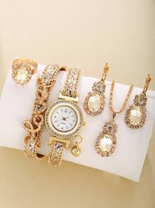 Shein - 1pc Women's Fashionable Quartz Watch + Jewelry Set