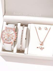 Shein - 6-Piece Ladies Watch Casual , Bracelet And Jewelry Set