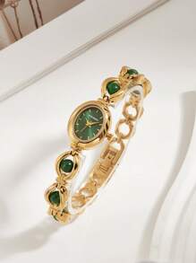 Shein -  1pc Vintage Luxurious Peacock Green Women's Bracelet Watch,