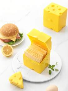 Shein - 1pc Sliced Cheese Storage Container With Flip Lid, Plastic Butter Block, Cheese Slice Storage Box