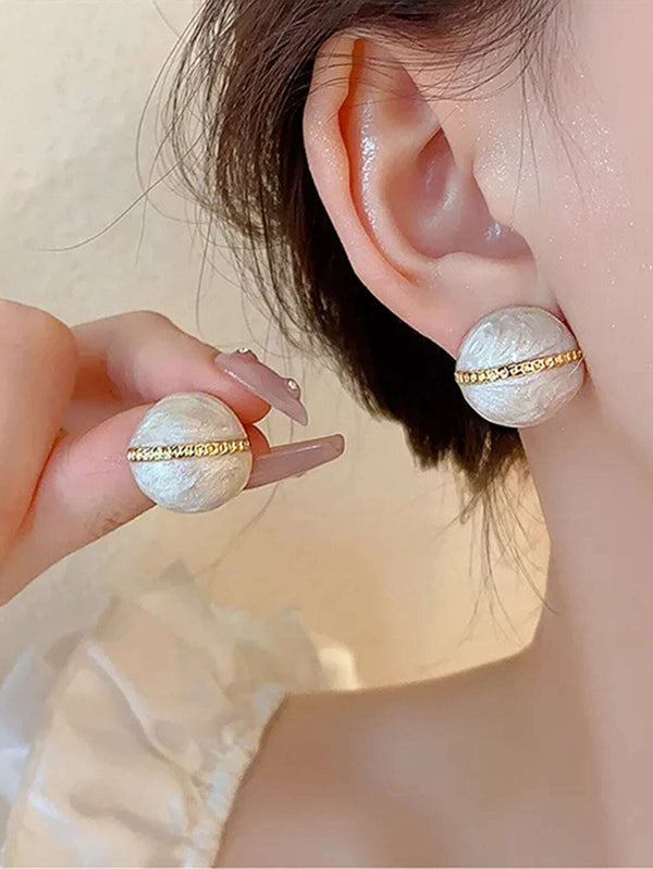 Shein - 1pair Korean Vintage Dripping Oil Acorn Stud Earrings