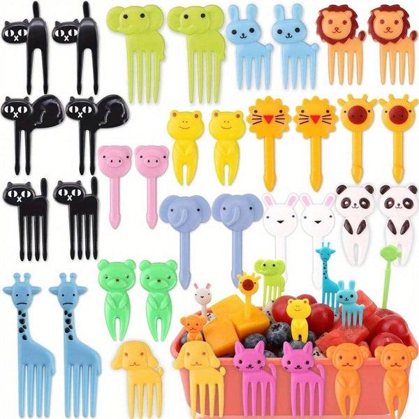 Shein -  56pcs Selected Cute Mini Cartoon Animal Fruit Picks With Reusable Design