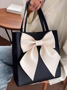 Shein - Large Capacity Bowknot Handbag For Women