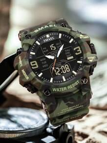 Shein - 50m Waterproof Camo Military Men Sport Watch