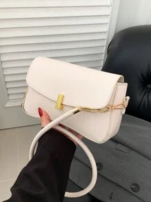 Shein - Women's Fashionable Casual Solid Color Convertible Shoulder Bag White