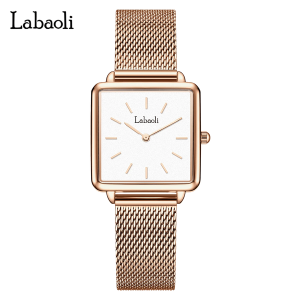 Shein - 1pc Women's Stainless Steel Bracelet Band Simple Waterproof Rectangular Quartz Watch