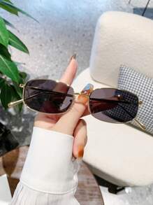 Shein - Polarized Sunglasses For Men & Women, Vintage Square Metal Fashionable Classic Design