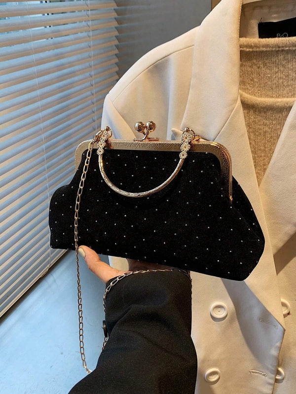 Shein - 2025 New Sequin Chain Clutch Bag For Women, Fashionable Celebrity Style Handbag