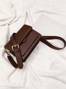 Shein - Vintage Pleated Mini Wide Strap Satchel Crossbody Bag