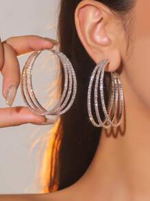 Shein - Europe And The United States Exaggerated Sparkling Crystal Earrings