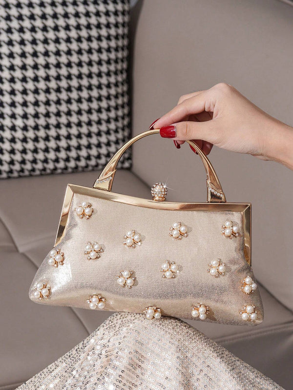 Shein - Rhinestone Decor Wristlet Purse, Sweet Style Elegant Clutch Bag