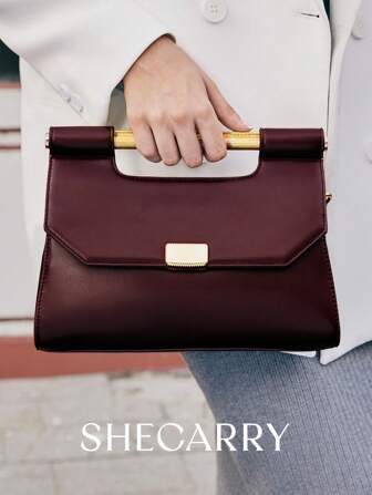 Shein- SHECARRY Women Top Handle Bags PU Leather Elegance Exquisite Clutch Bag