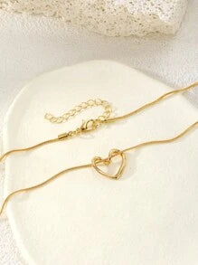 Shein - 1pc Hollow Heart Pendant Niche Delicate Minimalist Luxury Necklace