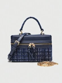 Shein - High-End European And American Style Tweed Material Box Bag